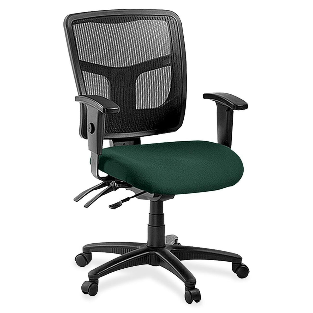 Lorell ErgoMesh Series Managerial Mesh Mid-Back Chair - Insight Forest Seat Color - Fabric Seat Material - Black Back Co