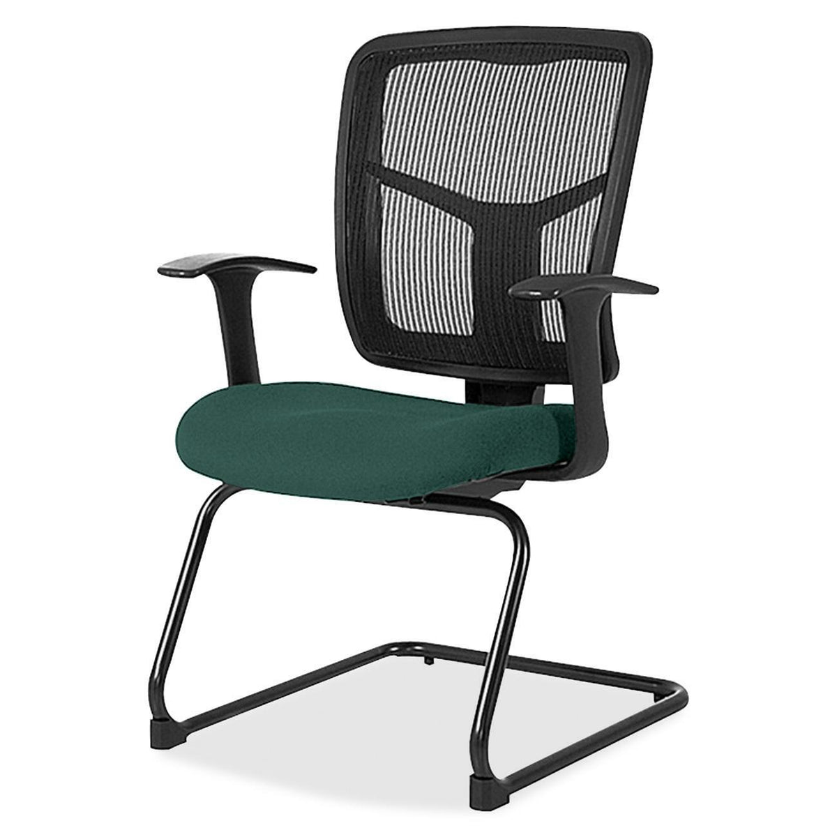Lorell ErgoMesh Series Mesh Back Guest Chair with Arms - Forte Chive Seat Color - Mesh, Fabric Seat Material - Black Bac