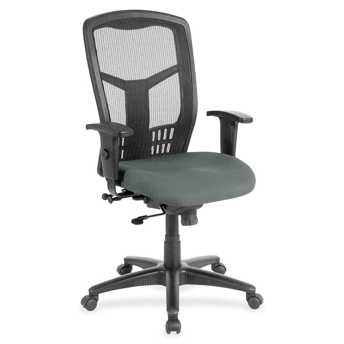 Lorell Executive Mesh High-back Swivel Chair - Expo Fog Seat Color - Fabric Seat Material - Steel Frame Material - 1 Eac