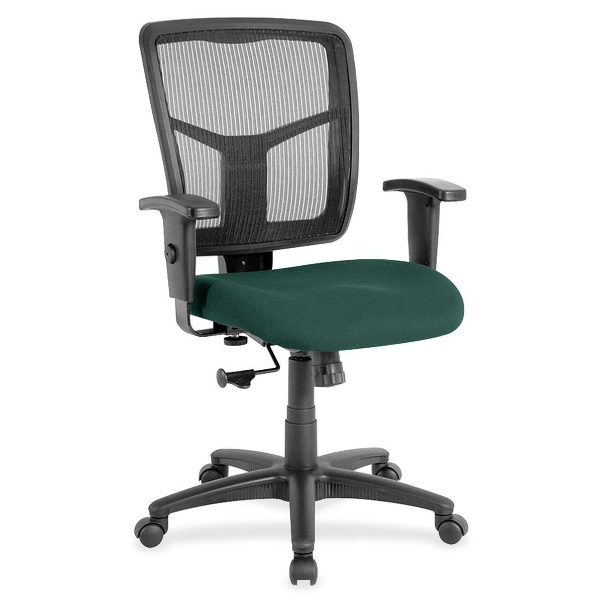 Lorell Ergomesh Managerial Mesh Mid-back Chair - Forte Chive Seat Color - Fabric Seat Material - Black Back Color - Blac