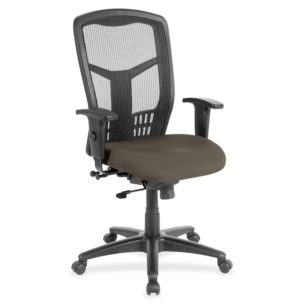 Lorell Executive Mesh High-back Swivel Chair - Shire Stonewall Seat Color - Fabric Seat Material - Steel Frame Material 