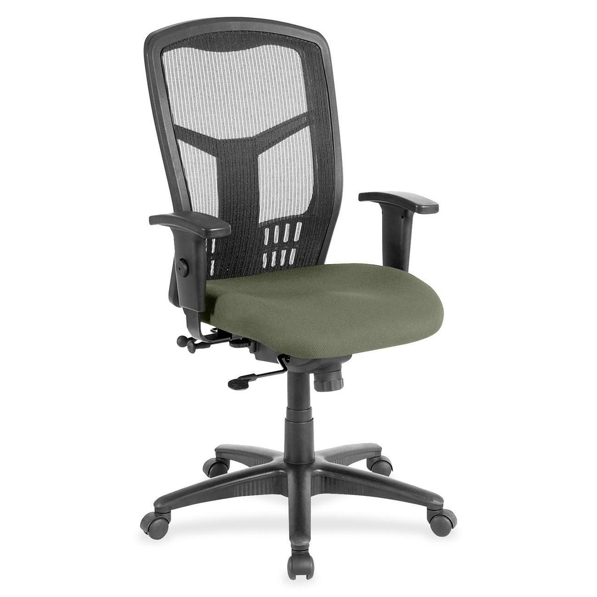 Lorell Executive Mesh High-back Swivel Chair - Shire Sage Seat Color - Fabric Seat Material - Steel Frame Material - 1 E