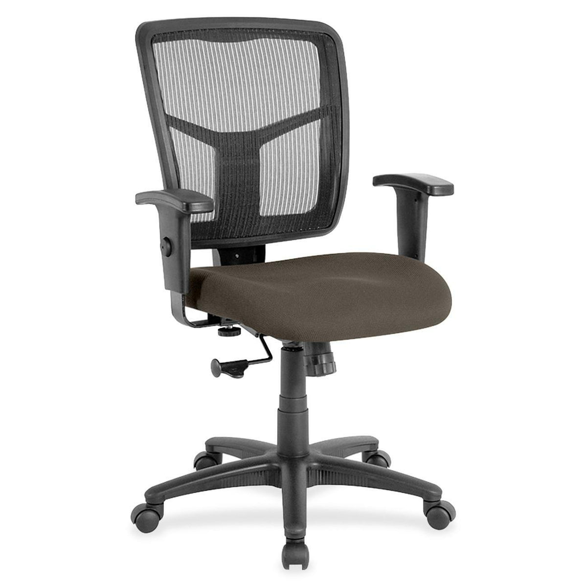 Lorell Ergomesh Managerial Mesh Mid-back Chair - Shire Stonewall Seat Color - Fabric Seat Material - Black Back Color - 