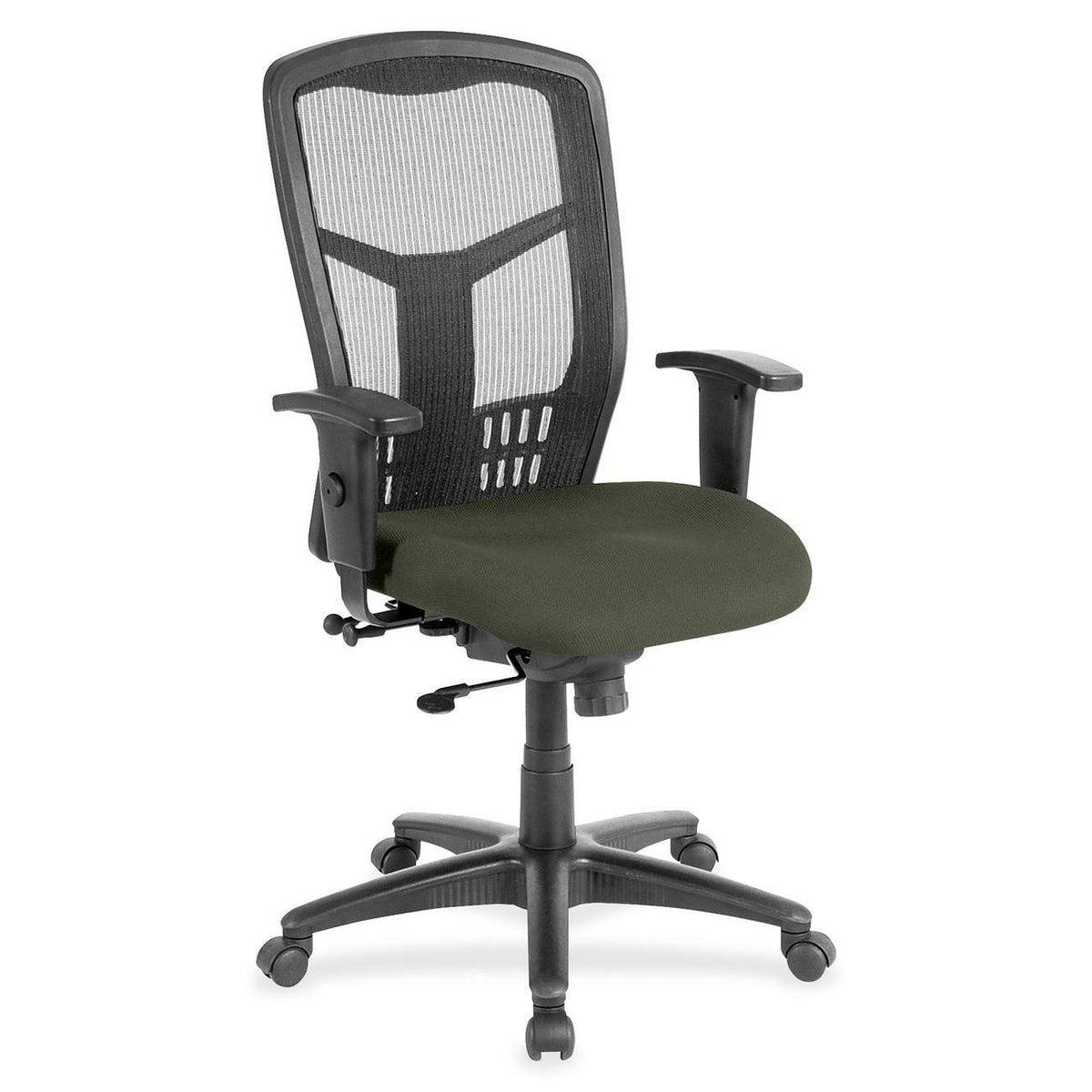 Lorell Executive Mesh High-back Swivel Chair - Perfection Olive Green Seat Color - Fabric Seat Material - Steel Frame Ma