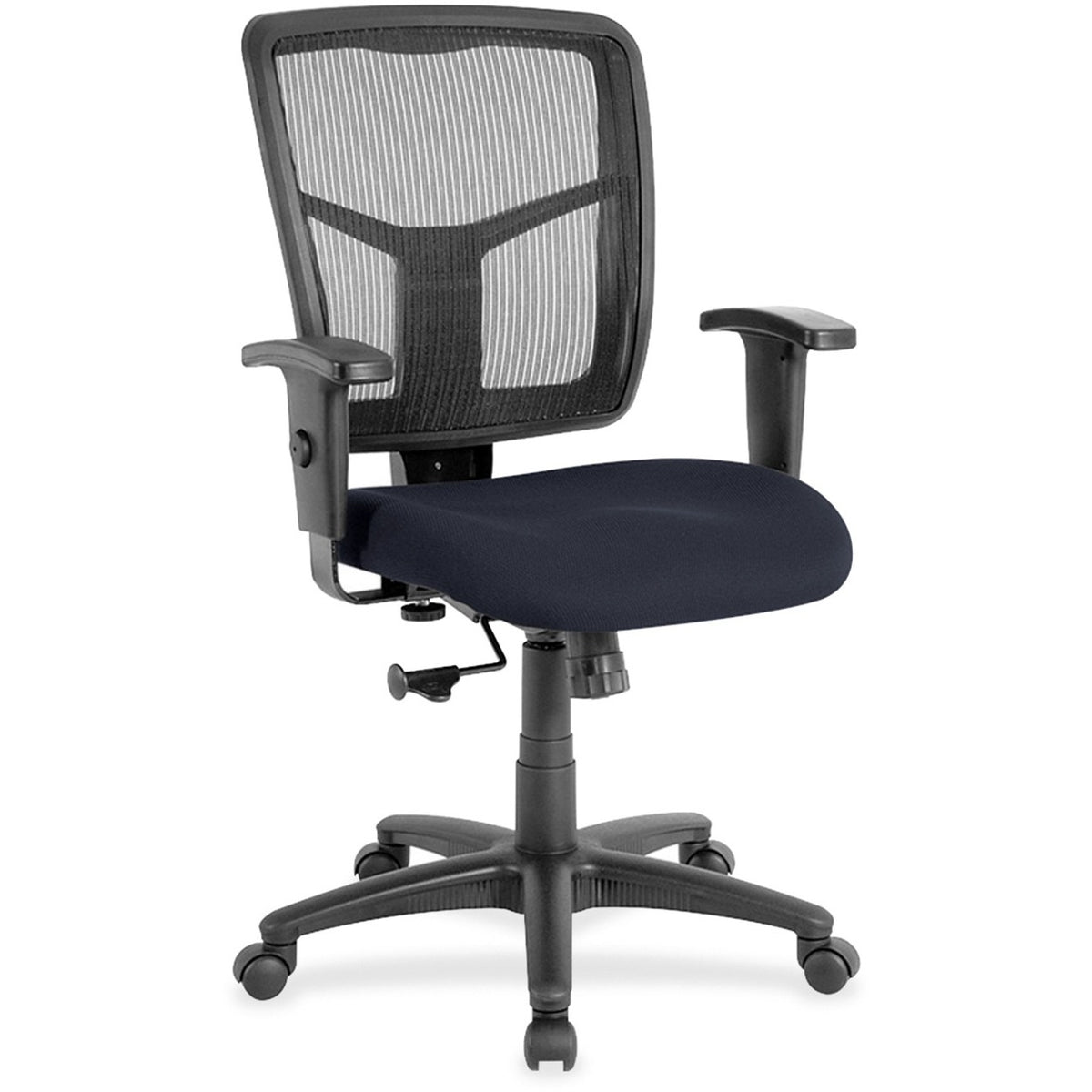Lorell Ergomesh Managerial Mesh Mid-back Chair - Perfection Navy Seat Color - Fabric Seat Material - Black Back Color - 