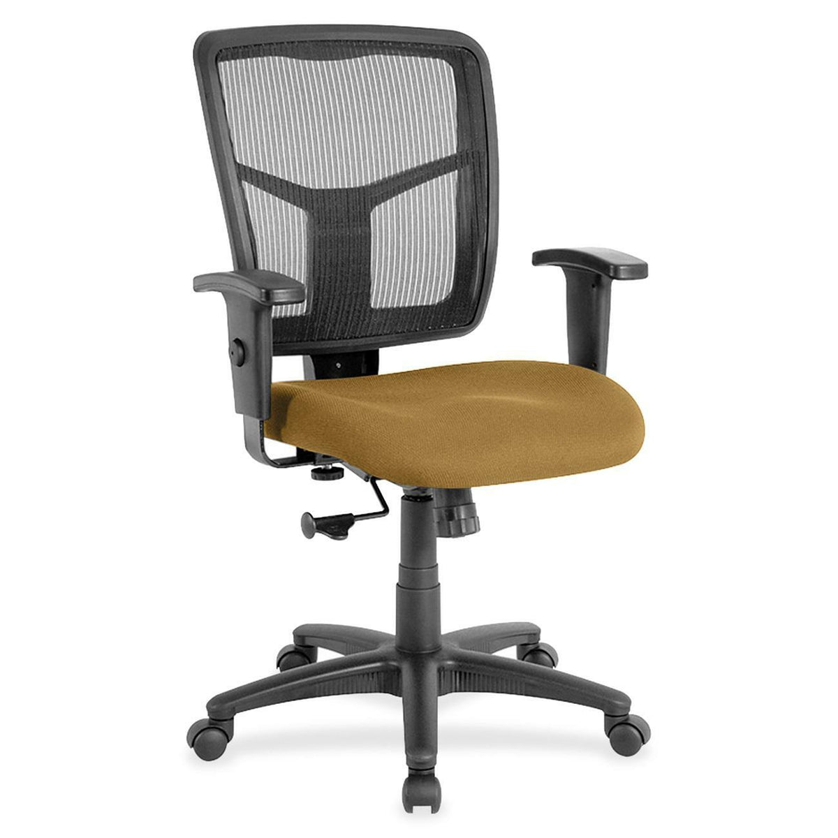 Lorell Ergomesh Managerial Mesh Mid-back Chair - Canyon Nugget Seat Color - Vinyl Seat Material - Black Back Color - Mes