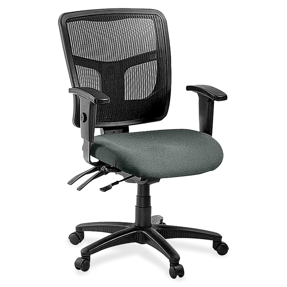 Lorell ErgoMesh Series Managerial Mesh Mid-Back Chair - Expo Fog Seat Color - Fabric Seat Material - Black Back Color - 