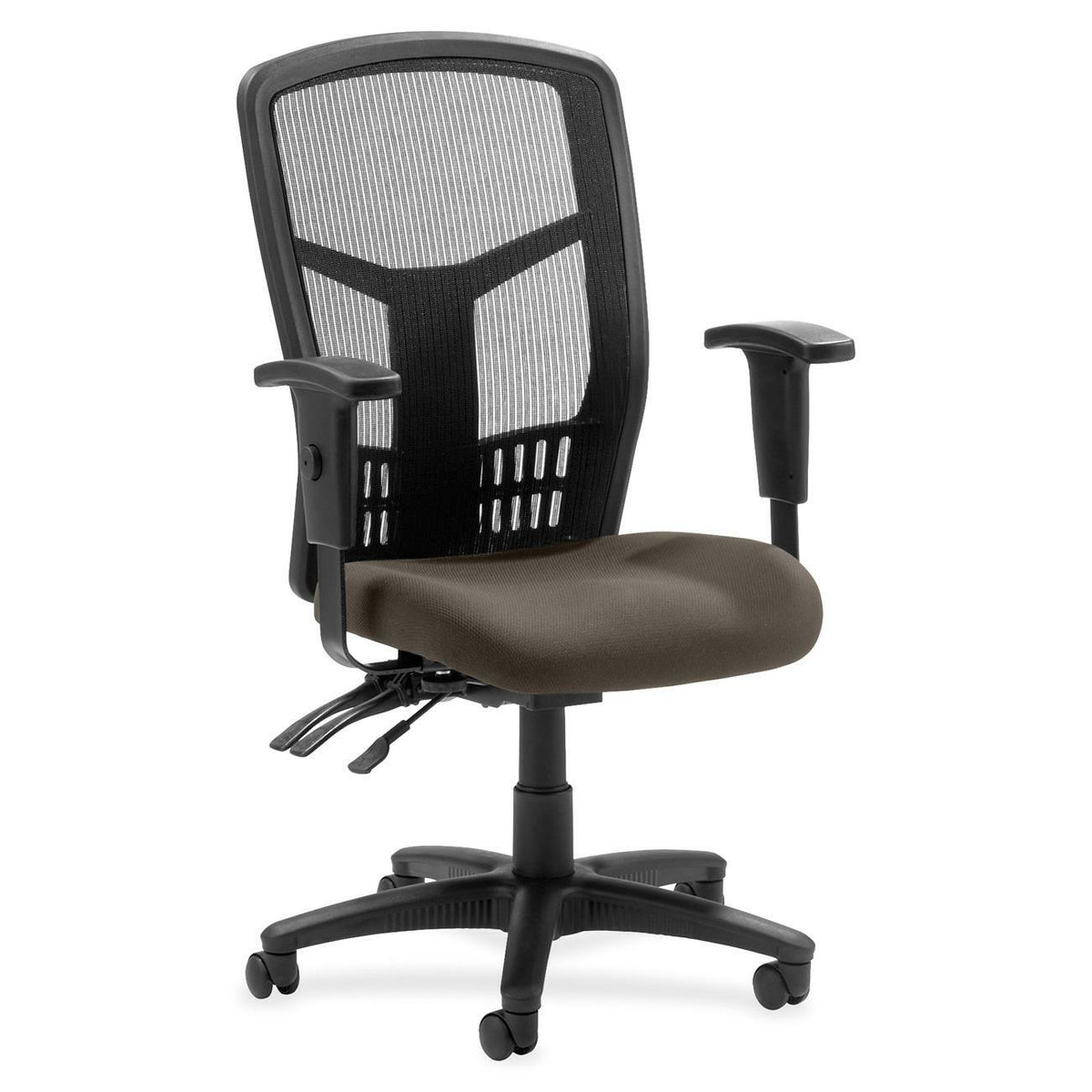 Lorell Executive High-back Mesh Chair - Shire Stonewall Seat Color - Mesh Fabric Seat Material - Black Back Color - Blac