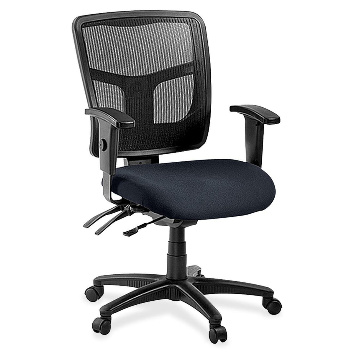 Lorell ErgoMesh Series Managerial Mesh Mid-Back Chair - Perfection Navy Seat Color - Fabric Seat Material - Black Back C