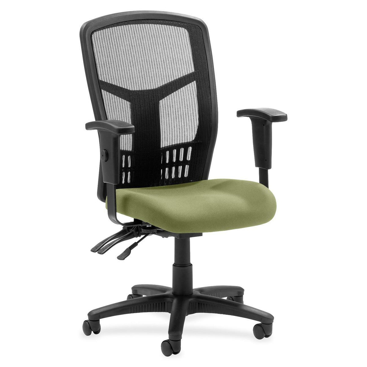 Lorell Executive High-back Mesh Chair - Fuse Cress Seat Color - Mesh Fabric Seat Material - Black Back Color - Black Fra