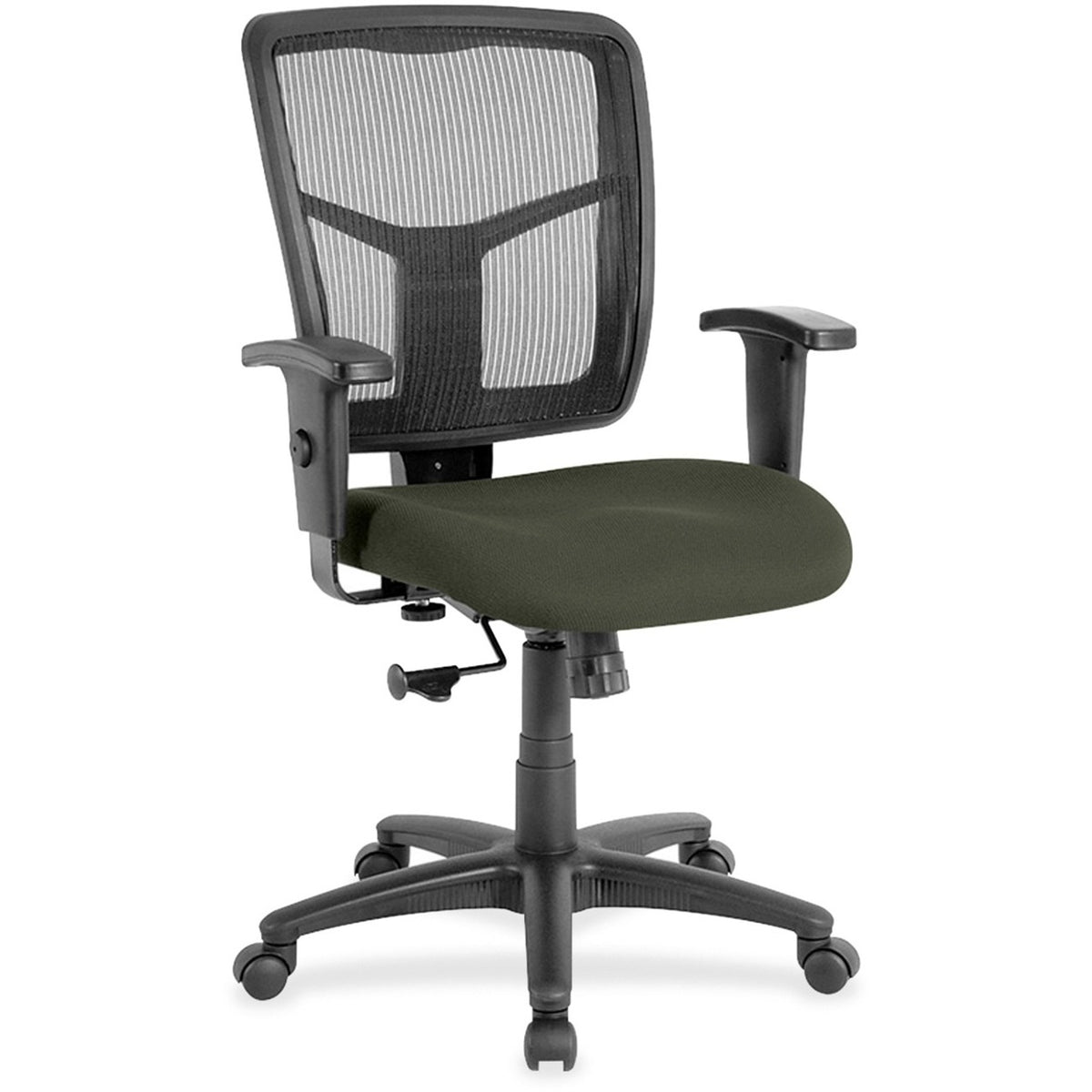 Lorell Ergomesh Managerial Mesh Mid-back Chair - Perfection Olive Green Seat Color - Fabric Seat Material - Black Back C