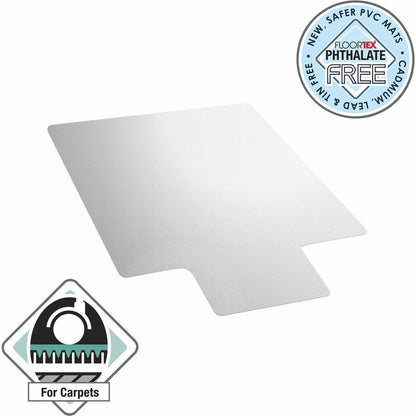 Floortex Computex® Anti-Static Vinyl Lipped Chair Mat for Carpets up to 3/8" - 36" x 48" - Carpeted Floor, Carpet, Elect