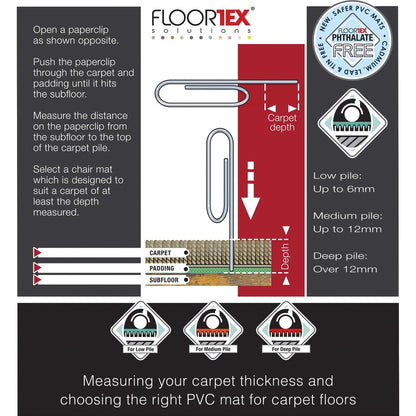 Floortex Computex® Anti-Static Vinyl Lipped Chair Mat for Carpets up to 3/8" - 36" x 48" - Carpeted Floor, Carpet, Elect