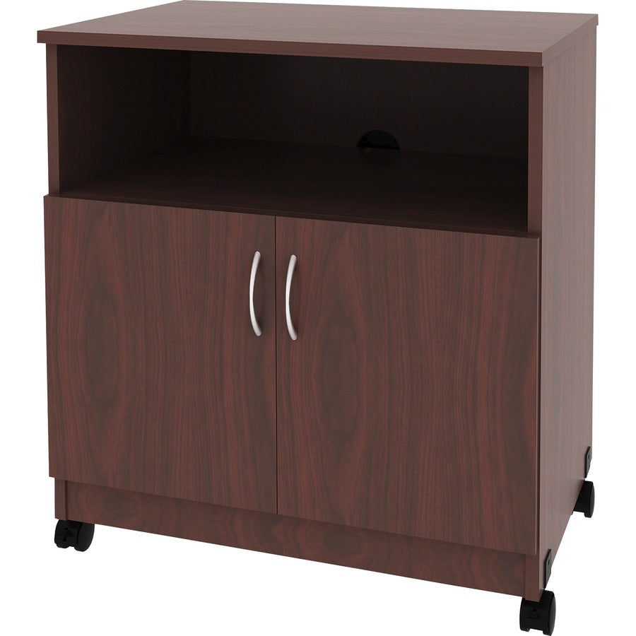 Lorell Mobile Machine Stand with Shelf - 30.75" Height x 28" Width x 19.25" Depth - Mahogany - Laminated Particleboard -