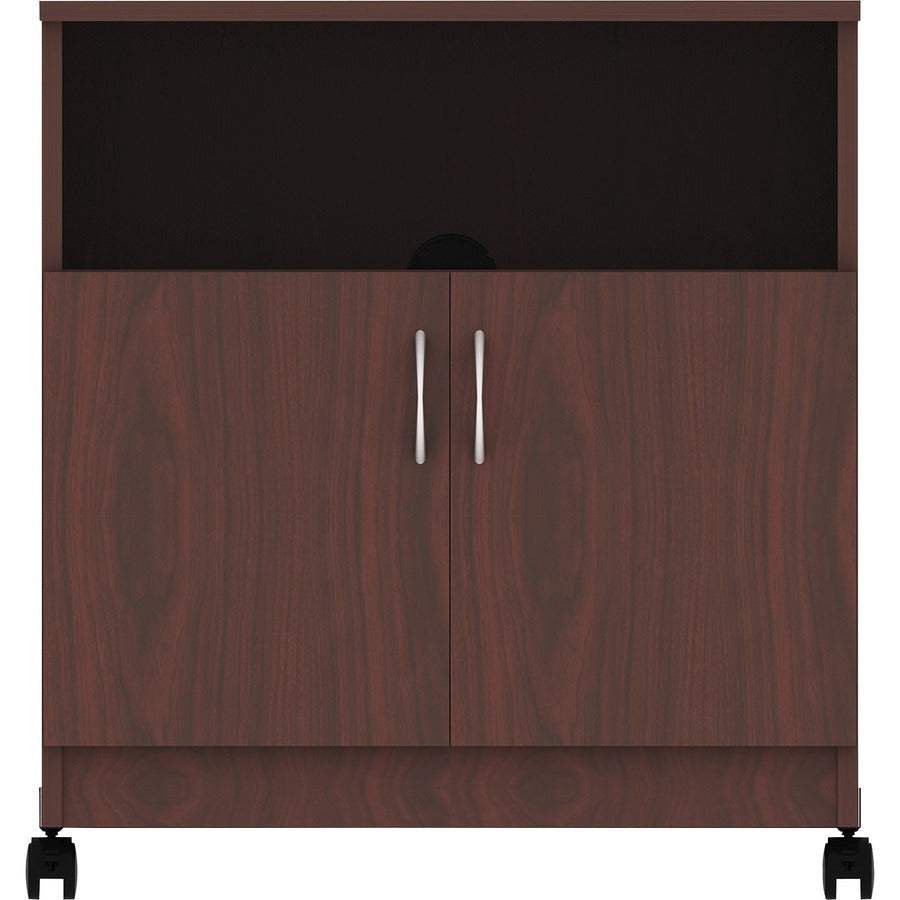 Lorell Mobile Machine Stand with Shelf - 30.75" Height x 28" Width x 19.25" Depth - Mahogany - Laminated Particleboard -
