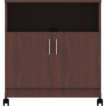 Lorell Mobile Machine Stand with Shelf - 30.75" Height x 28" Width x 19.25" Depth - Mahogany - Laminated Particleboard -