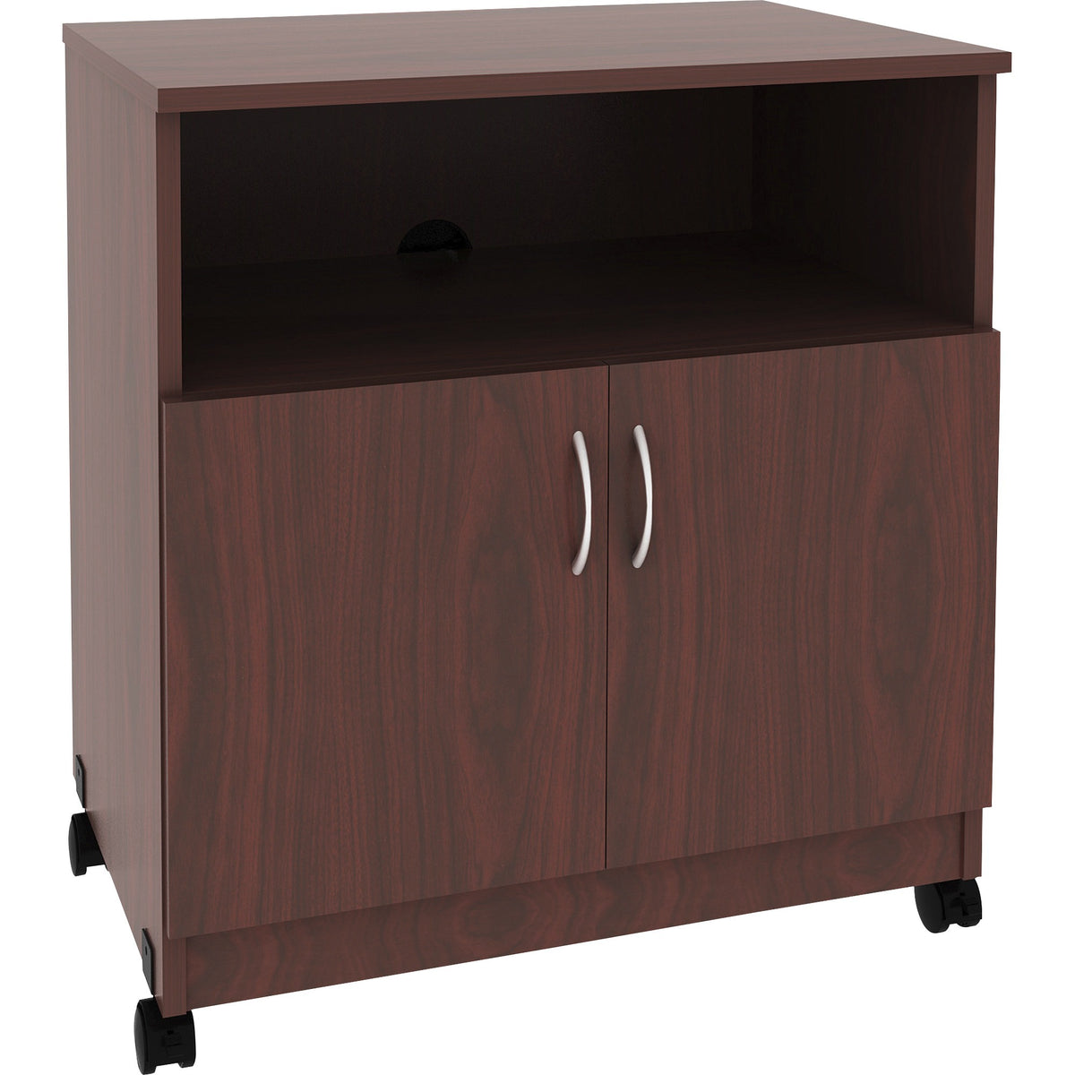 Lorell Mobile Machine Stand with Shelf - 30.75" Height x 28" Width x 19.25" Depth - Mahogany - Laminated Particleboard -