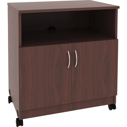 Lorell Mobile Machine Stand with Shelf - 30.75" Height x 28" Width x 19.25" Depth - Mahogany - Laminated Particleboard -