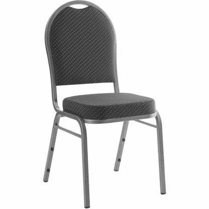 Lorell Round High-Back Upholstered Stack Chairs - Gray Seat Color - Fabric Seat Material - Gray Back Color - Fabric Back