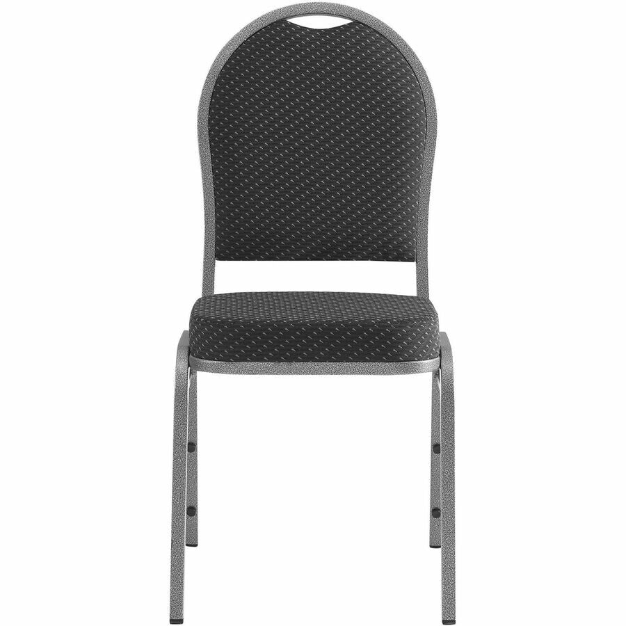Lorell Round High-Back Upholstered Stack Chairs - Gray Seat Color - Fabric Seat Material - Gray Back Color - Fabric Back