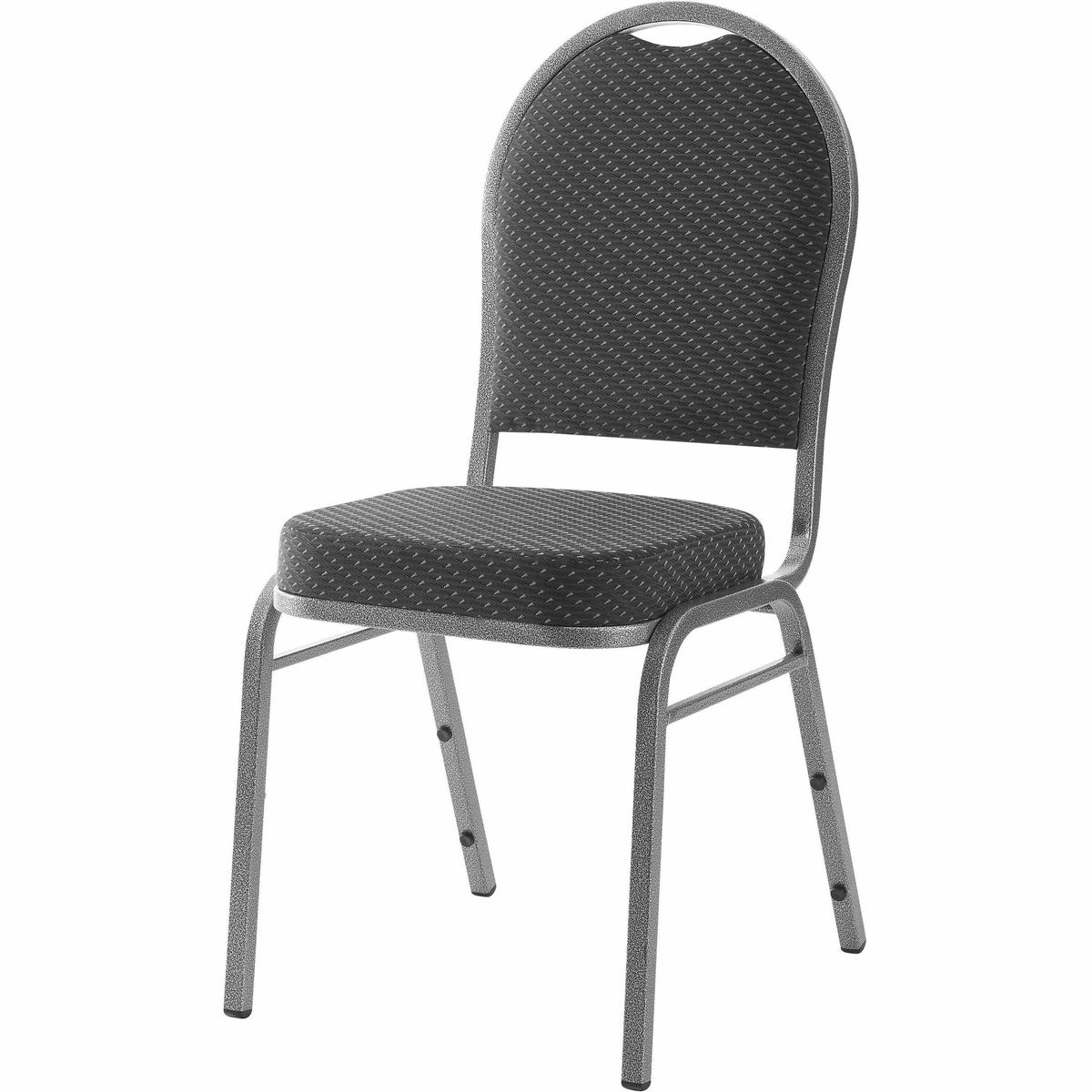 Lorell Round High-Back Upholstered Stack Chairs - Gray Seat Color - Fabric Seat Material - Gray Back Color - Fabric Back