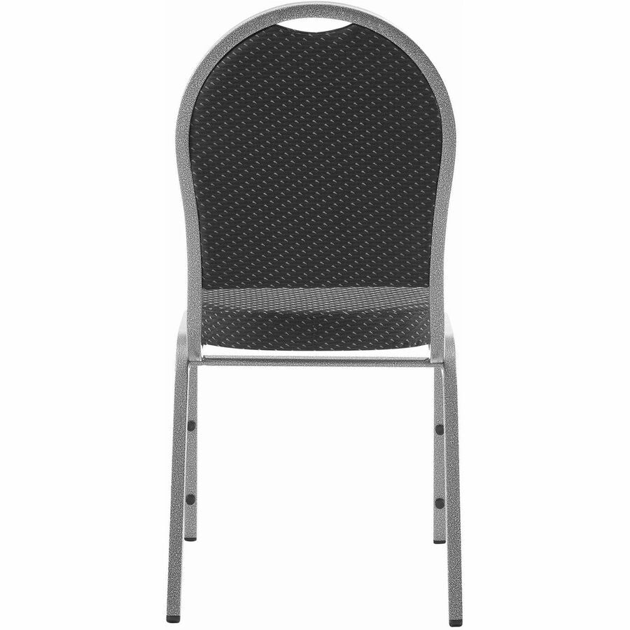 Lorell Round High-Back Upholstered Stack Chairs - Gray Seat Color - Fabric Seat Material - Gray Back Color - Fabric Back