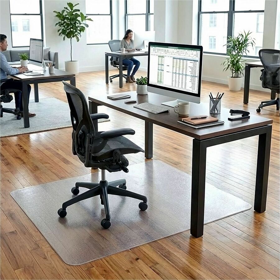 Lorell Rectangular Chair Mat for Hard Floors - 48" x 51" - Hard Floor, Vinyl Floor, Tile Floor, Wood Floor - 1 Each