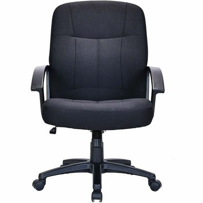 Lorell Executive Upholstered Mid-Back Chair - Black Seat Color - Fabric Seat Material - Black Back Color - Fabric Back M
