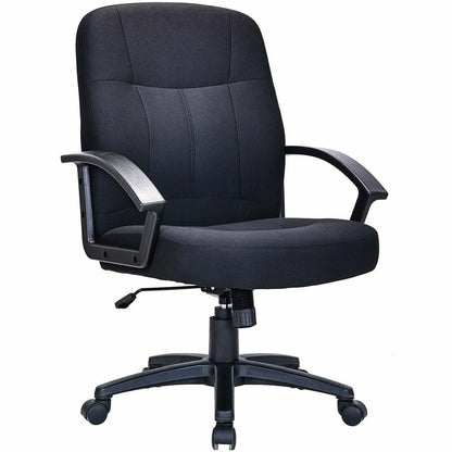 Lorell Executive Upholstered Mid-Back Chair - Black Seat Color - Fabric Seat Material - Black Back Color - Fabric Back M