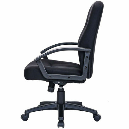 Lorell Executive Upholstered Mid-Back Chair - Black Seat Color - Fabric Seat Material - Black Back Color - Fabric Back M