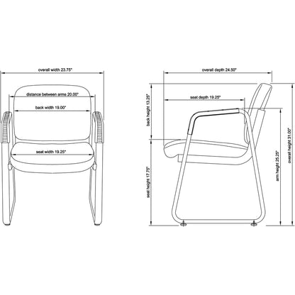 Lorell Deluxe Guest Seating Standard Guest Chair with Arms - Black Seat Color - Fabric, Plywood Seat Material - Black Ba