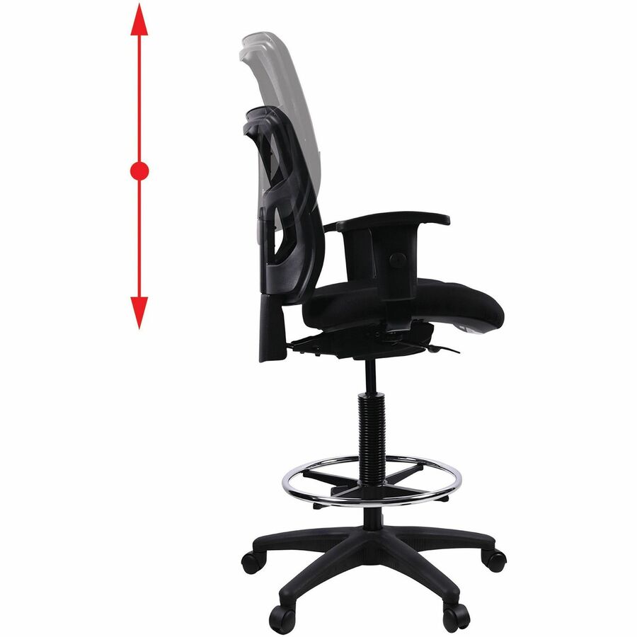 Lorell Ratchet Back Mesh Mid-Back Stool - Black Seat Color - Fabric Seat Material - Black Back Color - Mesh Back Materia