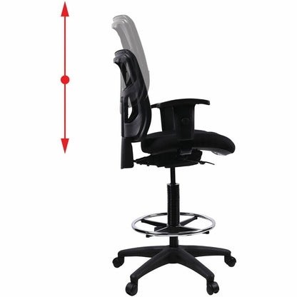 Lorell Ratchet Back Mesh Mid-Back Stool - Black Seat Color - Fabric Seat Material - Black Back Color - Mesh Back Materia