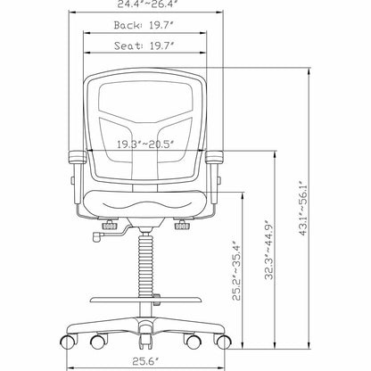 Lorell Ratchet Back Mesh Mid-Back Stool - Black Seat Color - Fabric Seat Material - Black Back Color - Mesh Back Materia