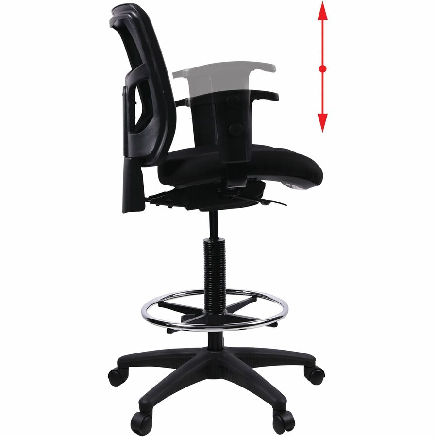 Lorell Ratchet Back Mesh Mid-Back Stool - Black Seat Color - Fabric Seat Material - Black Back Color - Mesh Back Materia