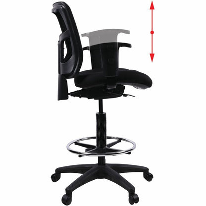 Lorell Ratchet Back Mesh Mid-Back Stool - Black Seat Color - Fabric Seat Material - Black Back Color - Mesh Back Materia