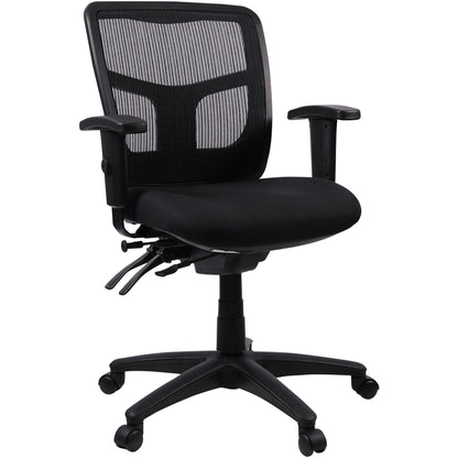 Lorell Ergomesh Swivel Mesh Mid-back Office Chair - Black Seat Color - Fabric Seat Material - Black Back Color - Black F