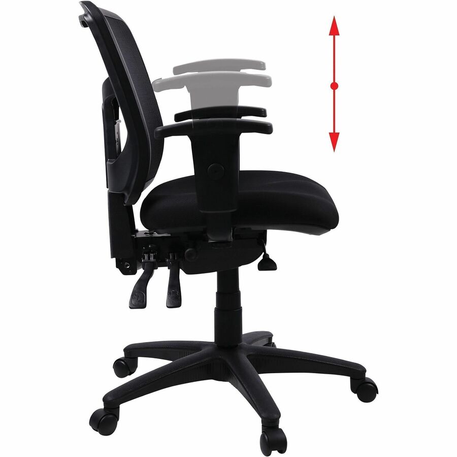 Lorell Ergomesh Swivel Mesh Mid-back Office Chair - Black Seat Color - Fabric Seat Material - Black Back Color - Black F
