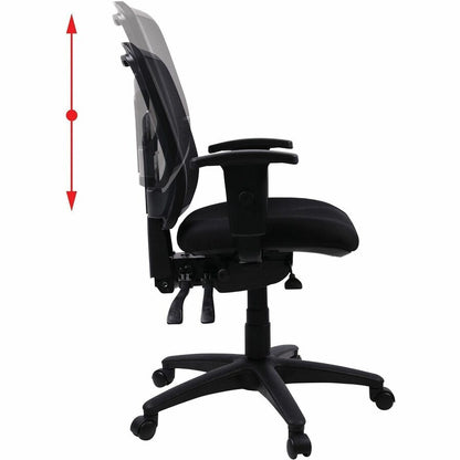 Lorell Ergomesh Swivel Mesh Mid-back Office Chair - Black Seat Color - Fabric Seat Material - Black Back Color - Black F