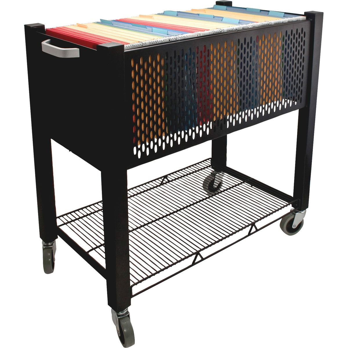 Vertiflex InstaCart Open Top File Cart - 4 Casters - 2.75" Caster Size - Steel - 27" Width x 14" Depth x 28" Height - Bl