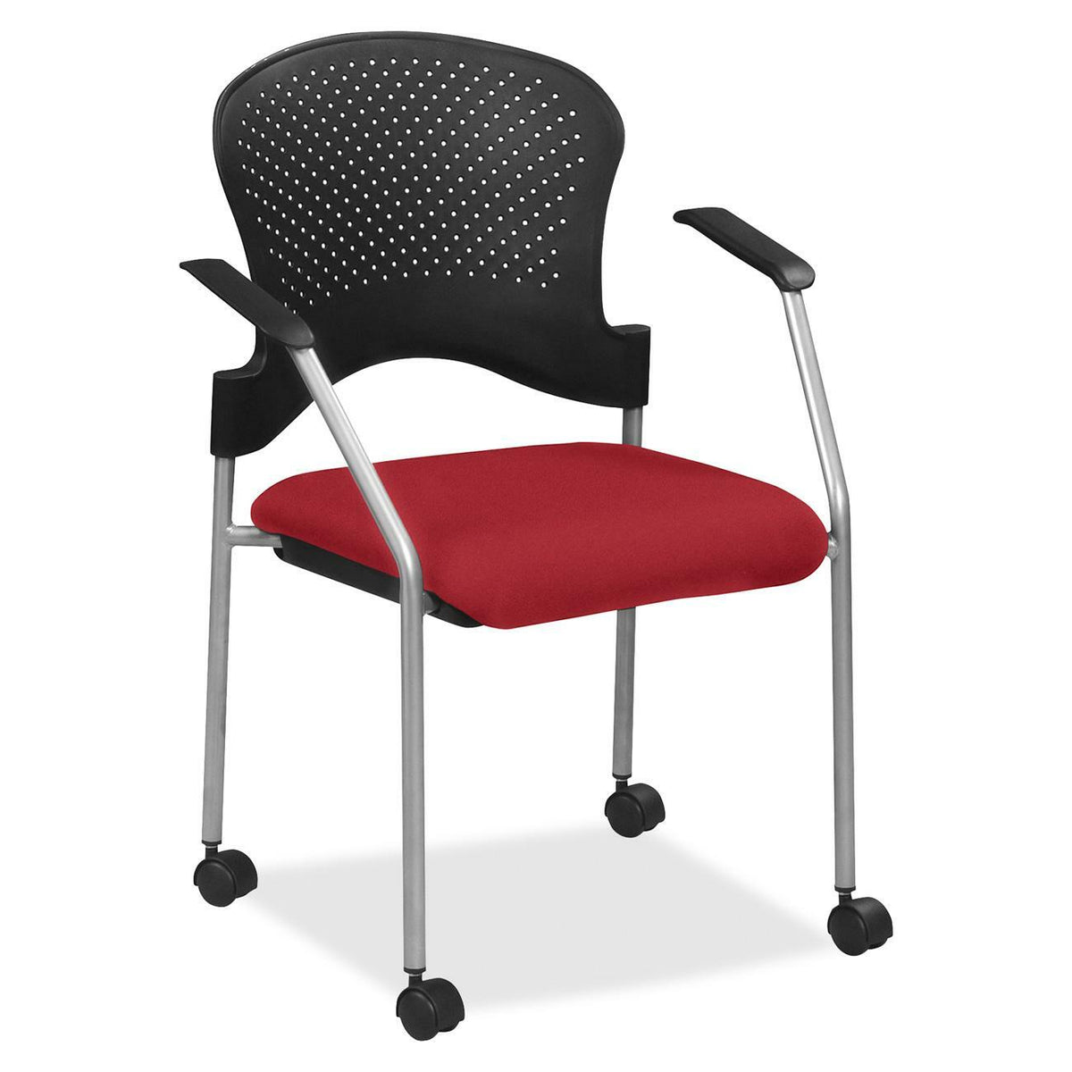 Eurotech breeze FS8270 Stacking Chair - Real Red Seat Color - Fabric Seat Material - Real Red Back Color - Gray Frame Co