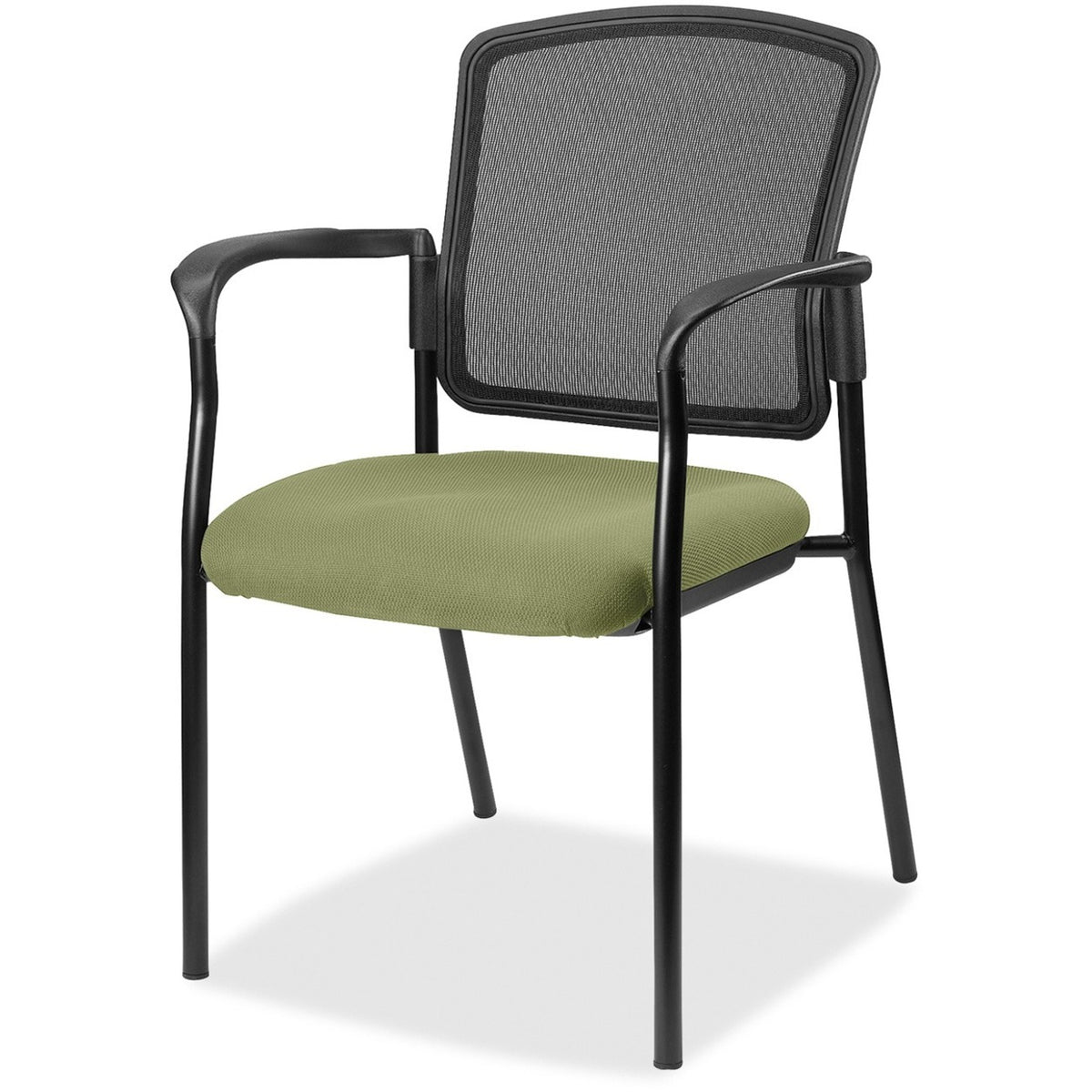 Lorell Mesh Back Stackable Guest Chair - Fuse Cress Seat Color - Black Frame Color - 1 Each