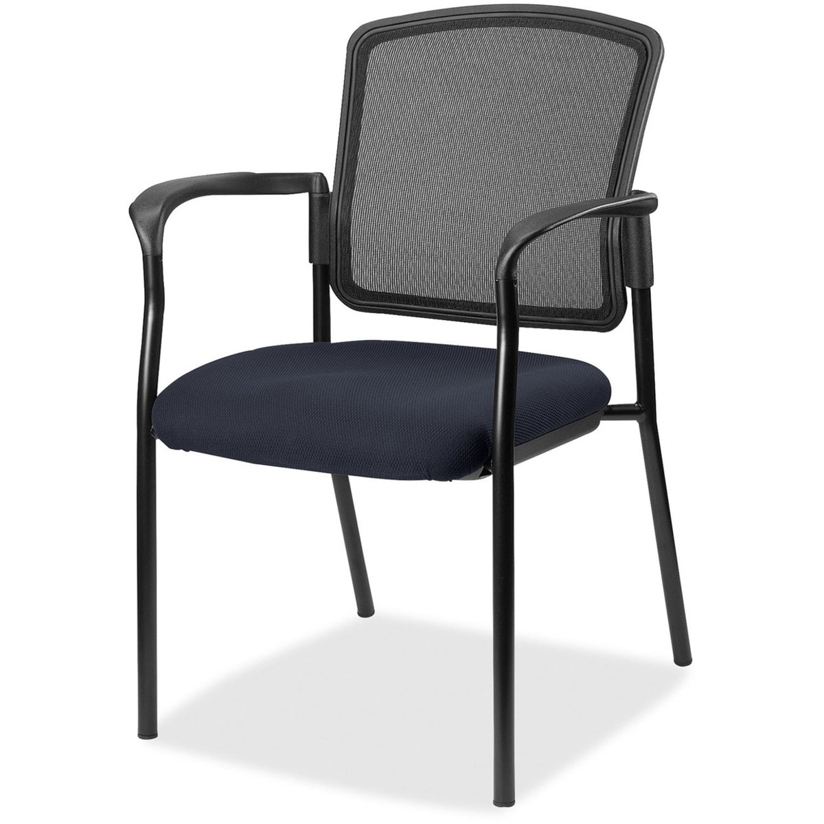 Lorell Mesh Back Stackable Guest Chair - Perfection Navy Seat Color - Black Frame Color - 1 Each