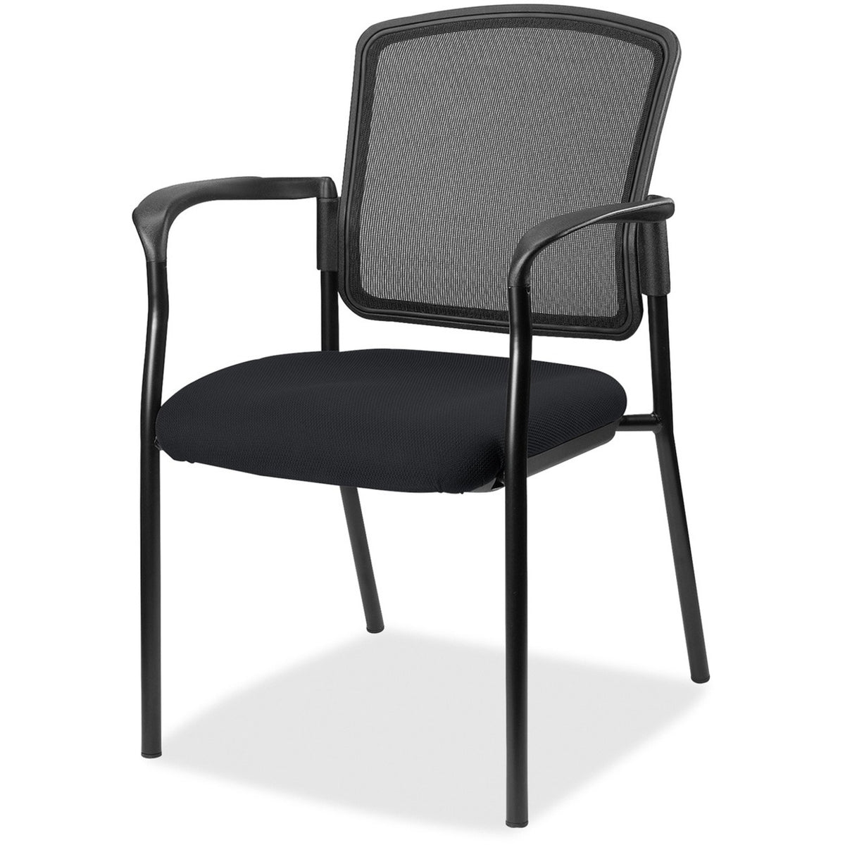 Lorell Mesh Back Stackable Guest Chair - Insight Ebony Seat Color - Black Frame Color - 1 Each