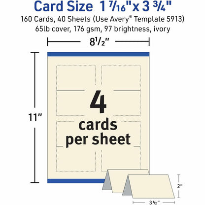 Avery® Sure Feed Tent Cards - 79 Brightness - Letter - 8 1/2" x 11" - 65 lb Basis Weight - 176 g/m² Grammage - Matte - F