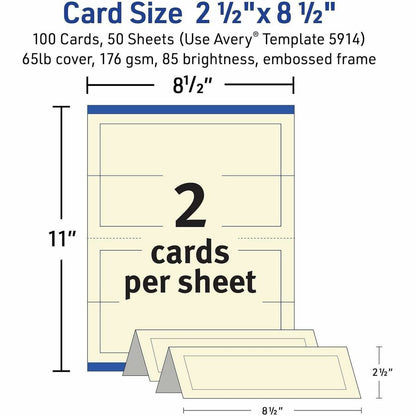 Avery® Sure Feed Embossed Tent Cards - 79 Brightness - Letter - 8 1/2" x 11" - 65 lb Basis Weight - 176 g/m² Grammage - 