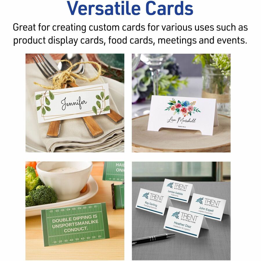 Avery® Tent Cards, 3.5" x 11" , Embossed Border, 50 Cards (5915) - 79 Brightness - 3 1/2" x 11" - 65 lb Basis Weight - 1