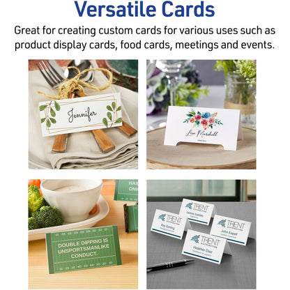 Avery® Tent Cards, 3.5" x 11" , Embossed Border, 50 Cards (5915) - 79 Brightness - 3 1/2" x 11" - 65 lb Basis Weight - 1