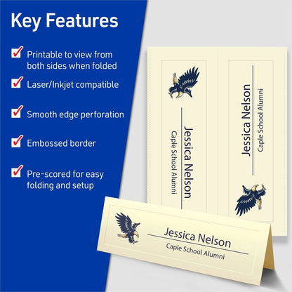 Avery® Tent Cards, 3.5" x 11" , Embossed Border, 50 Cards (5915) - 79 Brightness - 3 1/2" x 11" - 65 lb Basis Weight - 1