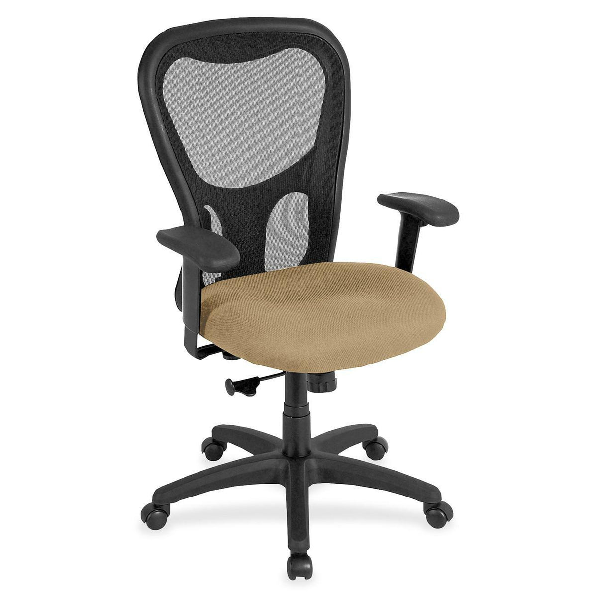 Eurotech Apollo Synchro High Back Chair - Beige Seat Color - Fabric Seat Material - Black Back Color - Black Frame Color